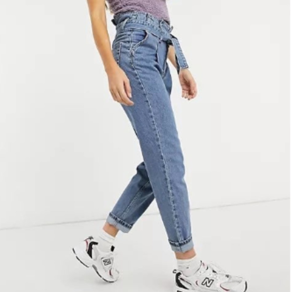 Topshop Paperbag High Waisted Lightwash Jeans